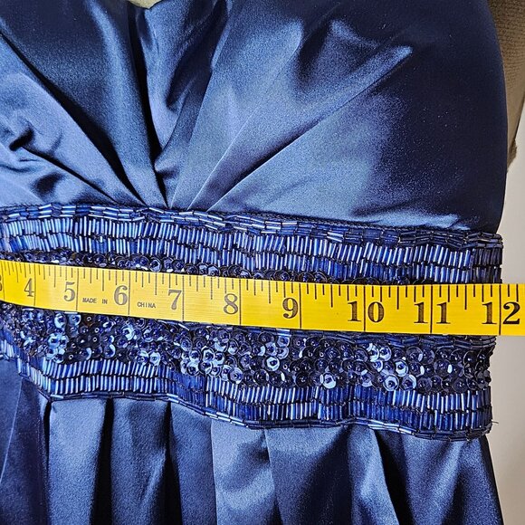 Juniors B. Darlin Trixxi style navy beaded high waist pleated mini dress 5/6245 - Picture 11 of 11